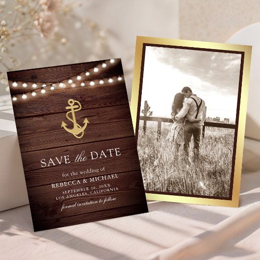 Rustieke Houten Scheepsanker Lichtjes Bruiloft Save The Date