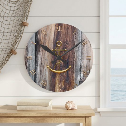 Rustieke Houten Scheepsanker Wandklok
