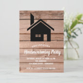 Rustieke Houten Schoorsteen Housewarming Uitnodigi Kaart (Staand voorkant)