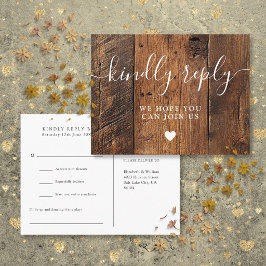 Rustieke houten schuur boho nummer verzoek RSVP an Uitnodiging Briefkaart