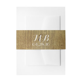 Rustieke houten schuur bruiloft buik banden uitnodigingen wikkel