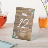 Rustieke houten schuur bruiloft plaats kaart reclamebord met voetstuk (Insitu)