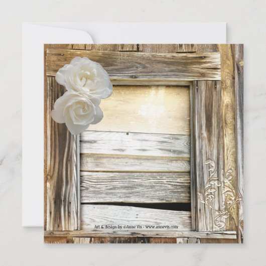 Rustieke houten schuur Post bruiloft uitnodiging (Achterkant)