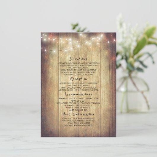 Rustieke Houten Schuur String Lichten Informatie Informatiekaartje (Staand voorkant)