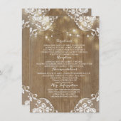 Rustieke Houten Schuur String Lichten Trouwinforma Informatiekaartje (Voorkant / Achterkant)