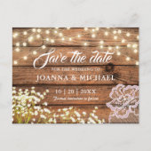 Rustieke Houten Schuur String Lights Save the Date Briefkaart (Voorkant)