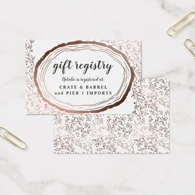 Rustieke Houten Slice Koper Gift Registry Insert K Visitekaartje (Kantoor)