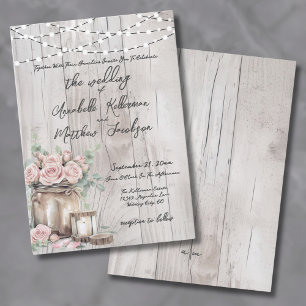 Rustieke houten slinger met rozen landelijke bruil kaart