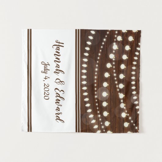 Rustieke houten slingerlicht aangepaste trouw wandkleed (Voorkant (horizontaal))