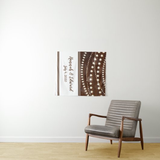 Rustieke houten slingerlicht aangepaste trouw wandkleed (In Situ (horizontaal))