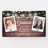 Rustieke houten slingerlichten 2 foto afstudeerpro spandoek (Horizontaal)