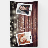 Rustieke houten slingerlichten 2 foto afstudeerpro spandoek (Verticaal)