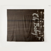 Rustieke houten slingerlichten babyshower achtergr wandkleed (Voorkant (horizontaal))