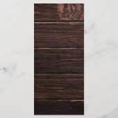 Rustieke houten slingerlichten blauwe bloem bruilo menu (Achterkant)