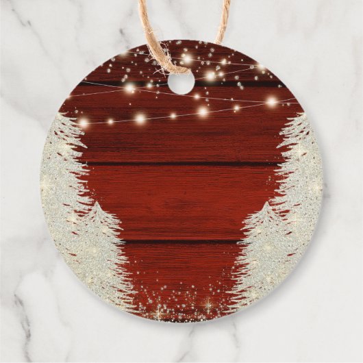 Rustieke houten slingerlichten bomen bruiloft beda bedankjes labels (Achterkant)