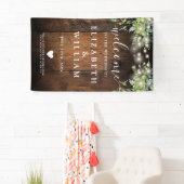 Rustieke houten slingerlichten bruiloft welkom spandoek (Insitu)