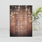 Rustieke houten slingerlichten Elegante QR-code br Kaart (Staand voorkant)