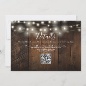 Rustieke houten slingerlichten Foto QR-code Trouwe Kaart (Achterkant)