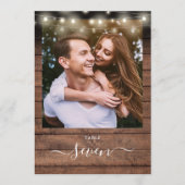 Rustieke houten slingerlichten fototafel nummer kaart (Voorkant)
