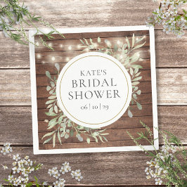 Rustieke houten slingerlichten groen bruidsmeisjes servet