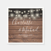 Rustieke houten slingerlichten handtekening bruilo servet (Voorkant)