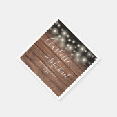 Rustieke houten slingerlichten handtekening bruilo servet (Hoek)