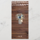 Rustieke Houten Slingerlichten Mason Jar Bruiloft Menu (Achterkant)