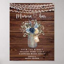 Rustieke houten slingerlichten Mason Jar Mimosa Ba Poster