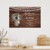Rustieke houten slingerlichten metsontewelkom poster (Keuken)