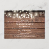 Rustieke houten slingerlichten script huwelijksdet informatiekaartje (Voorkant)