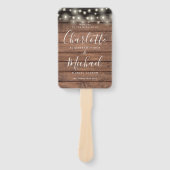 Rustieke houten slingerlichten script huwelijkspro handwaaier (Voorkant)