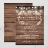 Rustieke houten slingerlichten script Quinceañera  Kaart (Voorkant / Achterkant)
