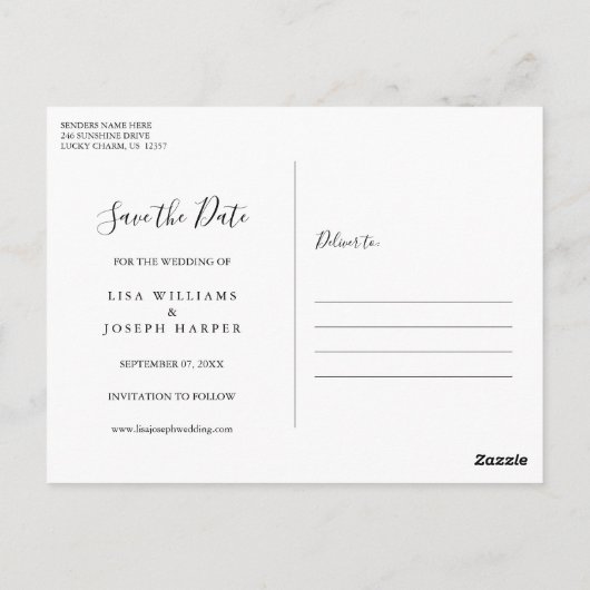 Rustieke houten slingerlichten Script Save the Dat Briefkaart (Achterkant)