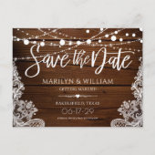 Rustieke houten slingerlichten Trouw Save The Date Aankondigingskaart (Voorkant)
