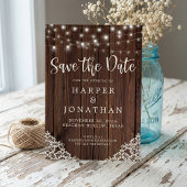 Rustieke houten slingerlichten Trouw save-the-date Save The Date