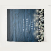 Rustieke houten slingerlichten trouwfoto-achtergro wandkleed (Voorkant (horizontaal))