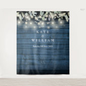 Rustieke houten slingerlichten trouwfoto-achtergro wandkleed (Voorkant)