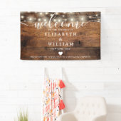 Rustieke houten slingerlichten trouwwelcome spandoek (Insitu)