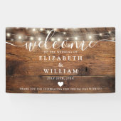 Rustieke houten slingerlichten trouwwelcome spandoek (Horizontaal)