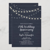 Rustieke houten slingerlichtjes 25 jaar getrouwd kaart (Voorkant / Achterkant)