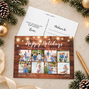 Rustieke houten slingerlichtjes foto vakantie briefkaart