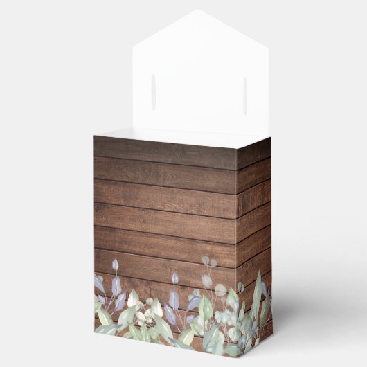 Rustieke houten slingerlichtjes groen gebladerte t bedankdoosjes (Geopend)