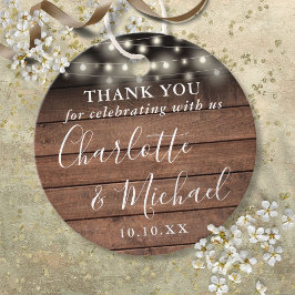 Rustieke houten slingerlichtjes huwelijksgunst bed bedankjes labels