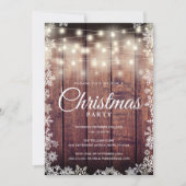 Rustieke houten slingerlichtjes Kerstvakantie fees Kaart (Voorkant)