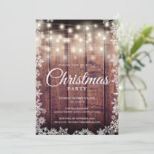 Rustieke houten slingerlichtjes Kerstvakantie fees Kaart (Staand voorkant)