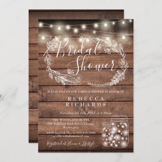 Rustieke houten slingerlichtjes metson Mason Jars  Kaart (Voorkant / Achterkant)