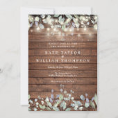 Rustieke houten slingerlichtjes salie lila bruilof kaart (Voorkant)