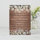 Rustieke houten slingerlichtjes salie lila bruilof kaart (Staand voorkant)