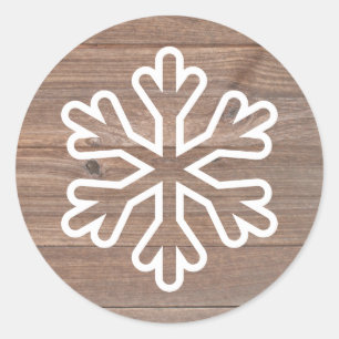 Rustieke houten sneeuwvlok - Cirkelsticker Ronde Sticker