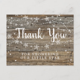 Rustieke Houten Sterren Slinger Baby Shower Bedank Briefkaart